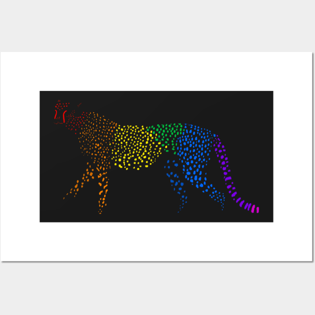 Rainbow Cheetah (black) Wall Art by babygunz47